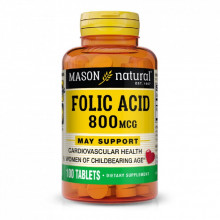 Витамин Mason Natural Фолиевая кислота 800 мкг, Folic Acid, 100 таблеток (MAV-06761) (306057) Витамин Mason Natural Фолиевая кислота 800 мкг, Folic Acid, 100 таблеток (MAV-06761) (306057)