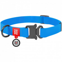 Ошейник для животных WAUDOG Waterproof с QR паспортом XL Ш 25 мм Д 35-58 см(голубой) (27842) (308357)