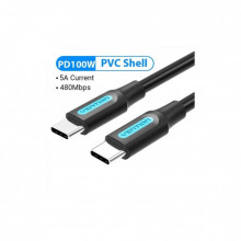 Дата кабель USB-C to USB-C 1.5m 5A black Vention (COTBG) (344267)