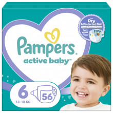 Подгузники Pampers Active Baby Giant Размер 6 (13-18 кг) 56 шт (8001090950130) (340467)