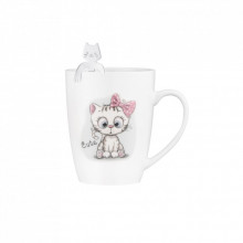 Чашка Ardesto Cute, 320мл, порцеляна, нержавіюча сталь, білий (AR3040BS) (291567)