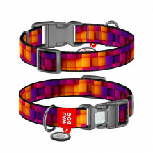Ошейник для животных WAUDOG Nylon с QR паспортом "Кубы 3Д" пластиковый фастекс М (281-4057) (312867)