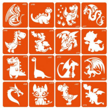 Набор трафаретов для био-тату "Dinosaurs" dinosaurs-16