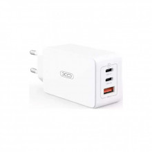 Зарядное устройство XO CE13 PD65W GaN (2Type-C/1USB) White (XO-CE13-WH) (258487)