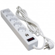 Сетевой фильтр питания Patron 3m + 2 USB 2.0, 2.1A, 5 роз. White (EXT-PN-SP-53-USB-W) (244297)