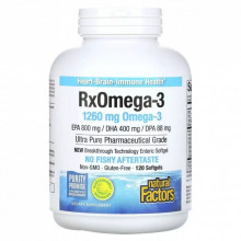Жирные кислоты Natural Factors Омега-3, 1260 мг, RxOmega-3, 120 гелевых капсул (NFS-03549) (308697)