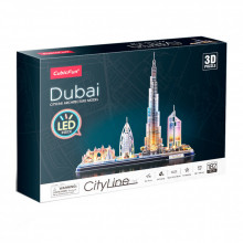 Пазл Cubic Fun Трехмерная головоломка-конструктор City Line с Led-подсветкой Дубай (L523h) (212208)
