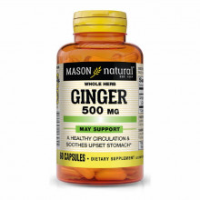 Травы Mason Natural Имбирь 500 мг, Ginger, 60 капсул (MAV11395) (306208)