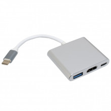 Концентратор Patron USB-C to HDMI + USB 3.0 + USB-C 0.1m black (ADAPT-PN-TYPE-C-HUB) (321408)