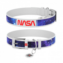Ошейник для животных WAUDOG Design с QR-паспортом "NASA21" Ш 35 мм Д 46-59 см белый (3606-0148-15) (311708)