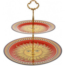 Фуршетна стійка Sicilia "Sole" (Сонце) Ø27см і Ø19см, порцелянова 2-х ярусна фруктівниця (248218)