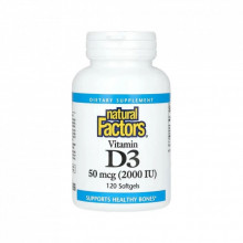 Витаминно-минеральный комплекс Natural Factors Витамин D3, 50 мкг 2000 МЕ, Vitamin D3, 120 гелевых капсул (NFS-01053) (309618)