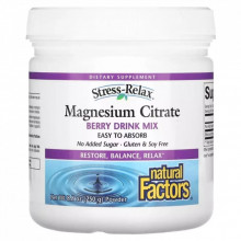 Минералы Natural Factors Магний цитрат в порошке, вкус ягод, Stress-Relax, Magnesium Citrate, 25 (NFS-03540) (308628)