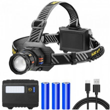 Фонарь налобный BL-T701A-TG, 3x18650, ЗУ Type-C, zoom фонарик (342238)