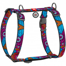 Шлей для собак WAUDOG Nylon с QR паспортом анатомическая H-образная "Лето" L (5575) (309638)