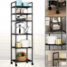 6-уровневый напольный стеллаж для хранения с роликами, тележка для кухни, ванной комнаты,TVT-02