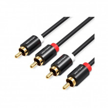 Кабель мультимедийный 2xRCA M to 2xRCA M 1.0m black Vention (VAB-R06-B100) (344248)