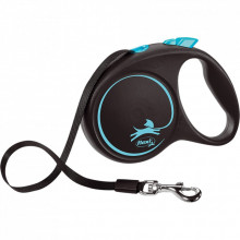 Поводок для собак Flexi Black Design М лента 5 м (голубой) (4000498034033) (310648)