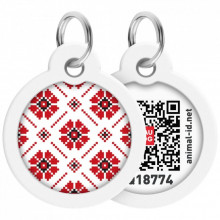 Адресник для животных WAUDOG Smart ID с QR паспортом "Вышиванка" круг 30 мм (230-4033) (310748)