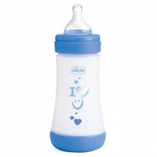 Бутылочка для кормления Chicco Perfect 5, силикон, от 2 мес. медленный поток 240 мл голубая (20223.21.40) (273358)