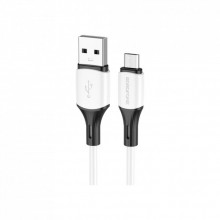 Дата кабель USB 2.0 AM to Micro 5P 1.0m 2.4A silicone BX79 white BOROFONE (6974443384772) (322858)