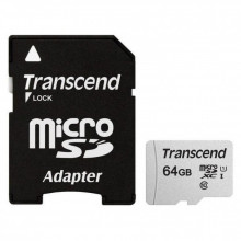 Карта памяти Transcend 64GB microSDXC class 10 UHS-I U1 (TS64GUSD300S-A) (160168)