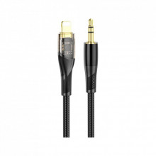 Кабель мультимедийный Lightning to 3.5mm M 1.0m black Black HOCO (6931474791153) (320168)