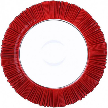 Набір 6 скляних тарілок "Fleur Red" 33см, червоний (235768)