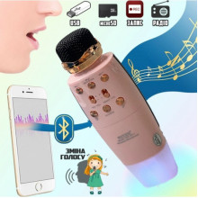 Караоке микрофон + беспроводная портативная колонка 2 в 1 Bluetooth Wster WS-2011 Розовый (196278)