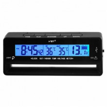 Автомобильные часы с термометром и вольтметром VST-7010V Синяя подсветка (173678)