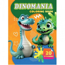 Детская раскраска Dinomania А06012503, 20 наклеек А4