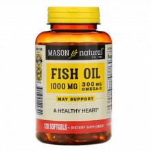 Жирные кислоты Mason Natural Рыбий жир с Омега-3, Omega-3 Fish Oil, 120 гелевых капсул (MAV-12232) (304698)