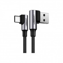 Дата кабель USB 2.0 AM to USB-C 0.5m 3A 90° corner US176 black Ugreen (20855) (324798)