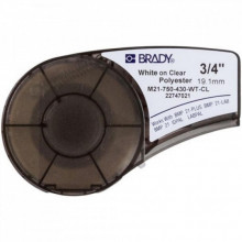 Лента для принтера этикеток Brady полиэстр, 19.05mm/6.4m. Белый на Прозрачном (M21-750-430-WT-CL) (286409)
