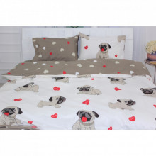 Постельное белье MirSon Бязь Ranforce Elite 17-0566 Pug-dog 143х210х2 (2200004682136) (334029)
