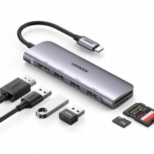 Концентратор Ugreen USB-C to 3xUSB 3.0 + HDMI + SD/TF CM195 gray (70410) (321329) Концентратор Ugreen USB-C to 3xUSB 3.0 + HDMI + SD/TF CM195 gray (70410) (321329)