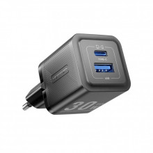 Зарядное устройство Vention 1xUSB-C PD30W + 1xUSB QC3.0 30W GaN black (FEQB0-EU) (345329)