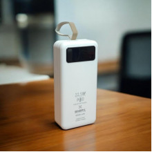 Power bank ENERX 40000mAh PD22,5W + быстрая зарядка батарея зарядка 4 встроенных кабеля Белый (343429)