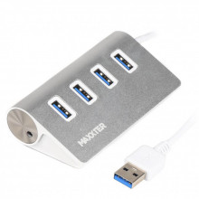 Концентратор Maxxter USB 3.0 Type-A 4 ports silver (HU3A-4P-01) (194529)