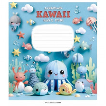 Тетрадь ученическая "Kawaii" 012-3398C-2 в косую линию, 12 листов