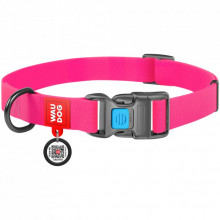Ошейник для животных WAUDOG Waterproof с QR паспортом Ш 25 мм Д 34-49 см розовый (27727) (310039)