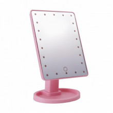 Настольное зеркало WH-085 с подсветкой 16 LED MIRROR 21.5x17 см Розовое (237139)