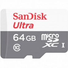 Карта памяти SanDisk 64GB microSD class 10 Ultra Light (SDSQUNR-064G-GN3MN) (160239)