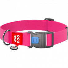 Ошейник для животных WAUDOG Waterproof с QR паспортом пластиковый фастекс XXL розовый (25117) (308639)
