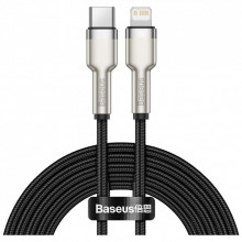 Дата кабель USB-C to Lightning 2.0m Cafule Metal PD 20W black Baseus (CATLJK-B01) (322649)