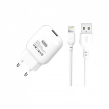 Зарядное устройство XO L37 2.1A/1USB + cable Lightning White (L37i-WH) (321759)