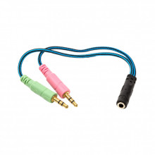 Переходник 3.5mм 4pin (F) to 2x3.5mм 3pin (M), 0.22m PowerPlant (CA913084) (175079)