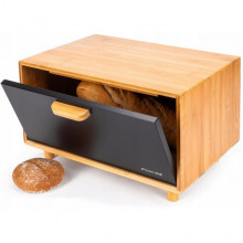 Хлібниця Kamille Black&Wood бамбукова 36х26х23см зі сталевою кришкою (245279)