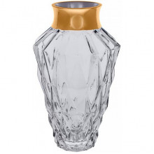 Ваза для квітів Ancient Glass Брюссель настільна Ø16x25см, сіре скло із золотом (184379)