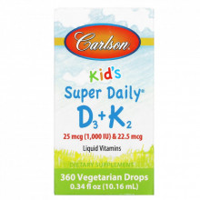 Витамин Carlson Витамин D3+K2 для детей в каплях, 1000 МЕ и 22,5 мкг, Kid's (CAR-10530) (306479)